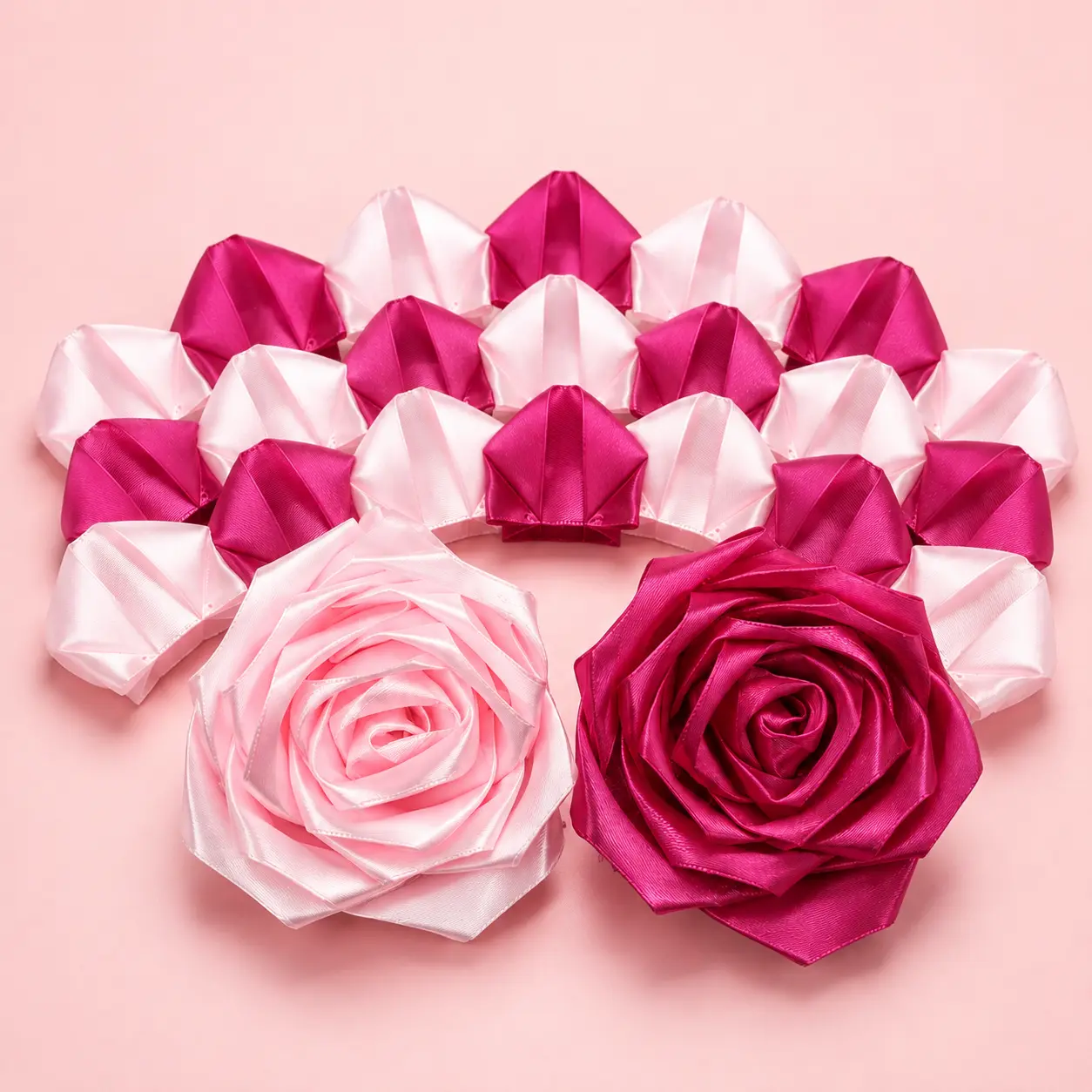 Luminara 116 Pcs 2-Color Mix / 375 Pcs 3-Color Mix Pre-Folded Satin Rose Petals, DIY Artificial Rose Making Supplies for Wedding Bouquets, Valentine’s Day, Mother’s Day, Birthdays, Parties, Gifts and Home Decor