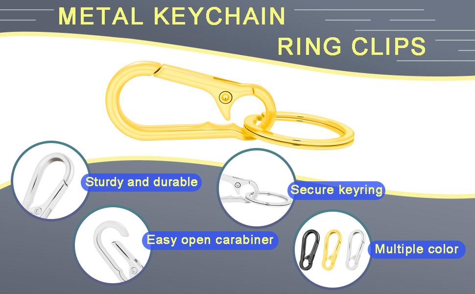 4Pack Small Keychain Rings, Metal Key Carabiner Clip, Mini EC Key Ring Chain Holder Organizer for Purse Charm Hook, Car Keychain, Paracord Keychain Lanyard, Men and Women Key Fob (Gun Black)