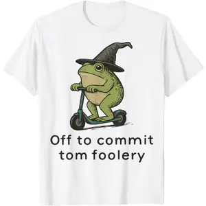 Whimsical Frog Wizard Off to Commit Tom Foolery Frog Meme T-Shirt
