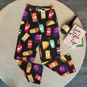 Unisex Novelty Pajama Pants– Funny Taco & Hot Sauce Pattern Lounge Sleepwear, Merch Bottoms Comfortable Loose Fit Casual Home Wear All Season Lounging Gift