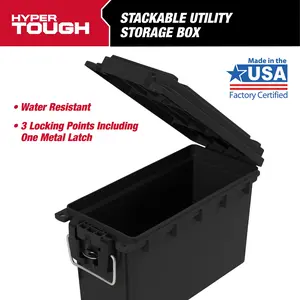 Hyper Tough Locking and Stacking Utility and Tool Box, Black Organization Box