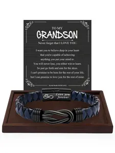 Knotted Infinity Bracelet for Grandson, Perfect Gift for Christmas & Birthdays, Stocking Stuff for Grandson, Fashionable Bracelet, Stylish Artificial Leather Accessory for All Occasions