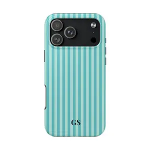Personalized Blue Phone Case Custom Monogram iPhone Case Aesthetic Striped Phone Case Summer Coastal Phone Case Preppy Phonecase Blue Beachy gift for her men's cool gadgets iphone 17 pro max cases girls