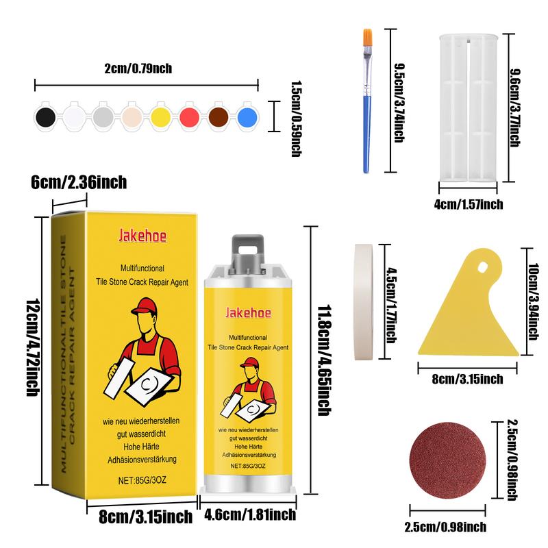 Jakehoe Tile Crack Repair Glue | Tile & Ceramic Filler | Marble Porcelain Hole & Chip Repair | Floor Wall Crack Fix