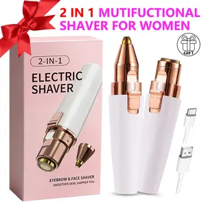 2-in-1 Women's Hair Removal & Eyebrow Trimmer – Multi-functional electric razor for eyebrow shaping, nose, legs, face & body – The Perfect Gift for Her intimate razor Gentle