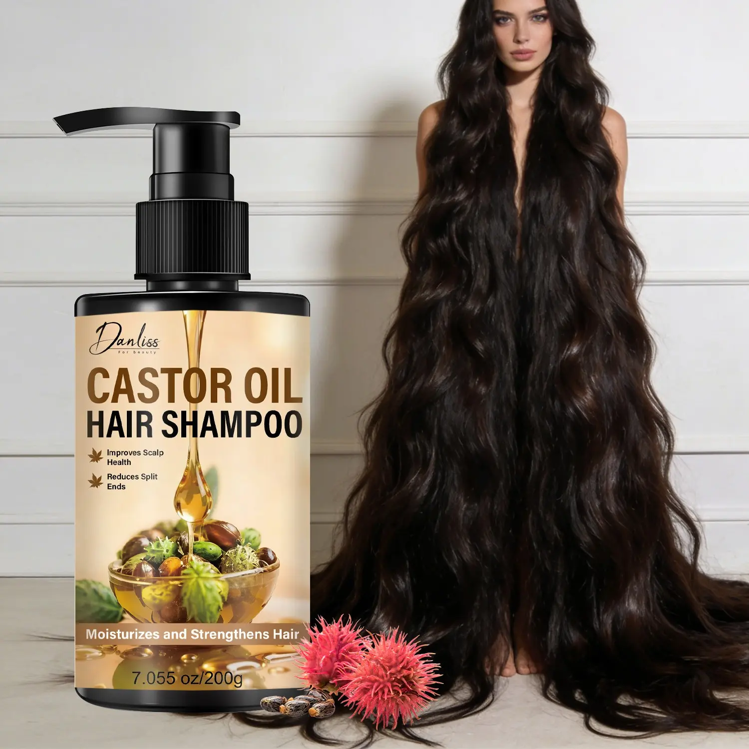 This shampoo helps smooth, manage dry, frizzy hair, and adds shine, Curl Shampoo. It strengthens hair, soothes the scalp, deeply cleanses, and moisturizes, leaving hair smooth and shiny. It also nourishes the scalp and reduces split ends.