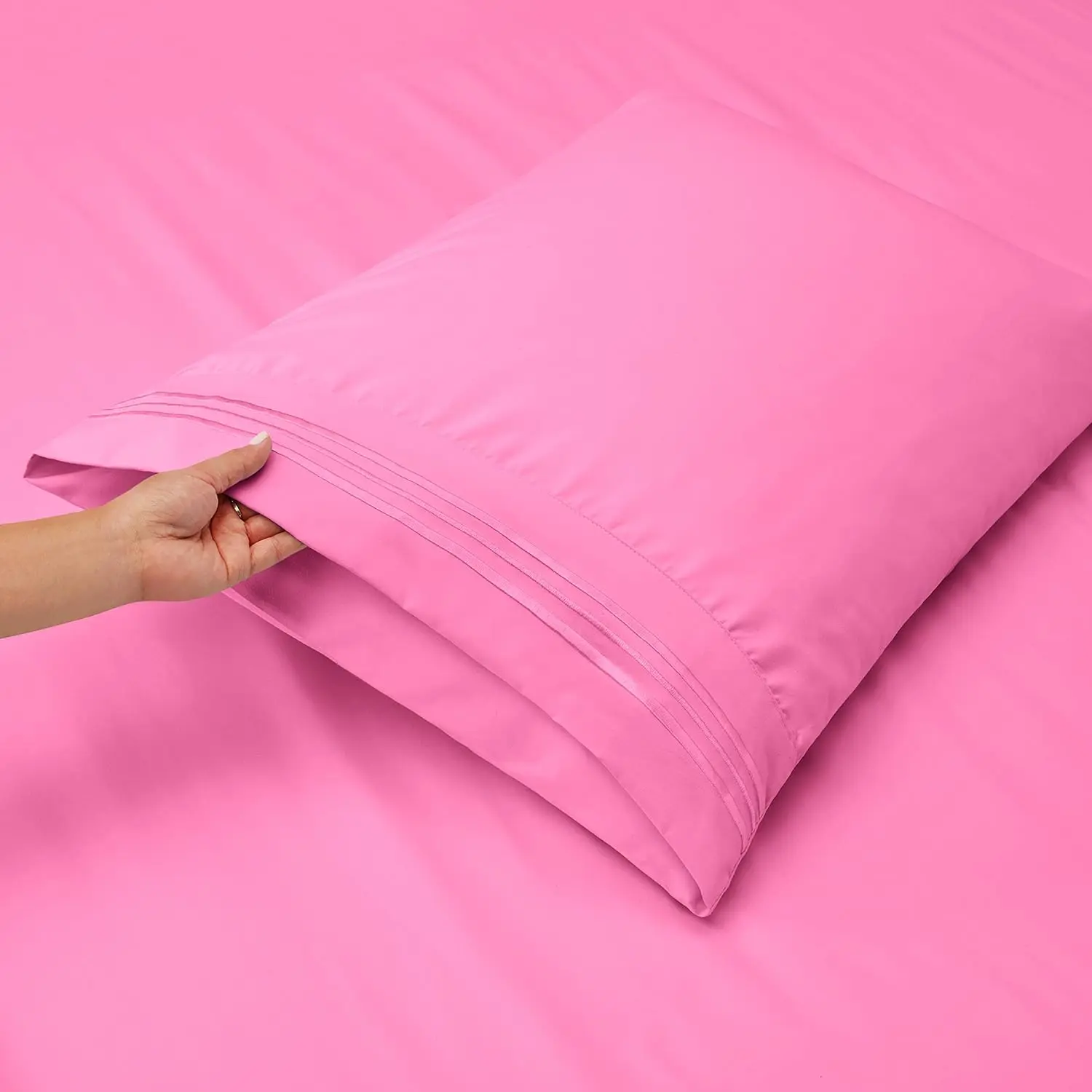 Split King Size - 5 Sheet, Double Brushed - Extra Pillowcases, Split King, Light Pink Split King Size - 5 Sheet, Double Brushed - Extra Pillowcases, Split King, Light Pink