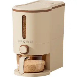 Rice Dispenser, Rice Storage Container with Measuring Cup for Kitchen Pantry Household, Cereal Dry Food Storage Containers Airtight, Sealed Moisture Proof (Brown 11 Lbs)