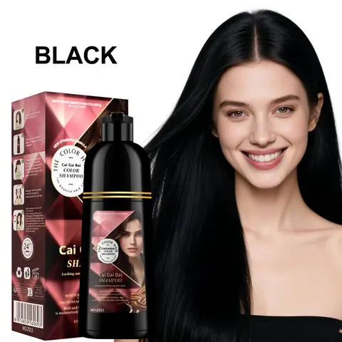 400ml 3 In 1 Hair Dye Shampoo, Grey Hair Dye for Gray Coverage, Haircoloring Solution with 24-Month Shelf Life, Vibrant Black Beauty Product