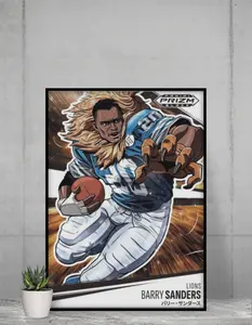 Prizm 2026 Black Manga Barry Sanders 12x17 Poster Detroit Lions