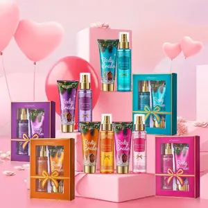 Luxury 2-in-1 Perfume & Hand Cream Gift Set - 24H Long Lasting Fragrance & Intense Moisturizing, 4 Color Collection (Pink, Purple, Blue, Orange) - Perfect Cozy Winter & Christmas Present for Women, Moms, Friends