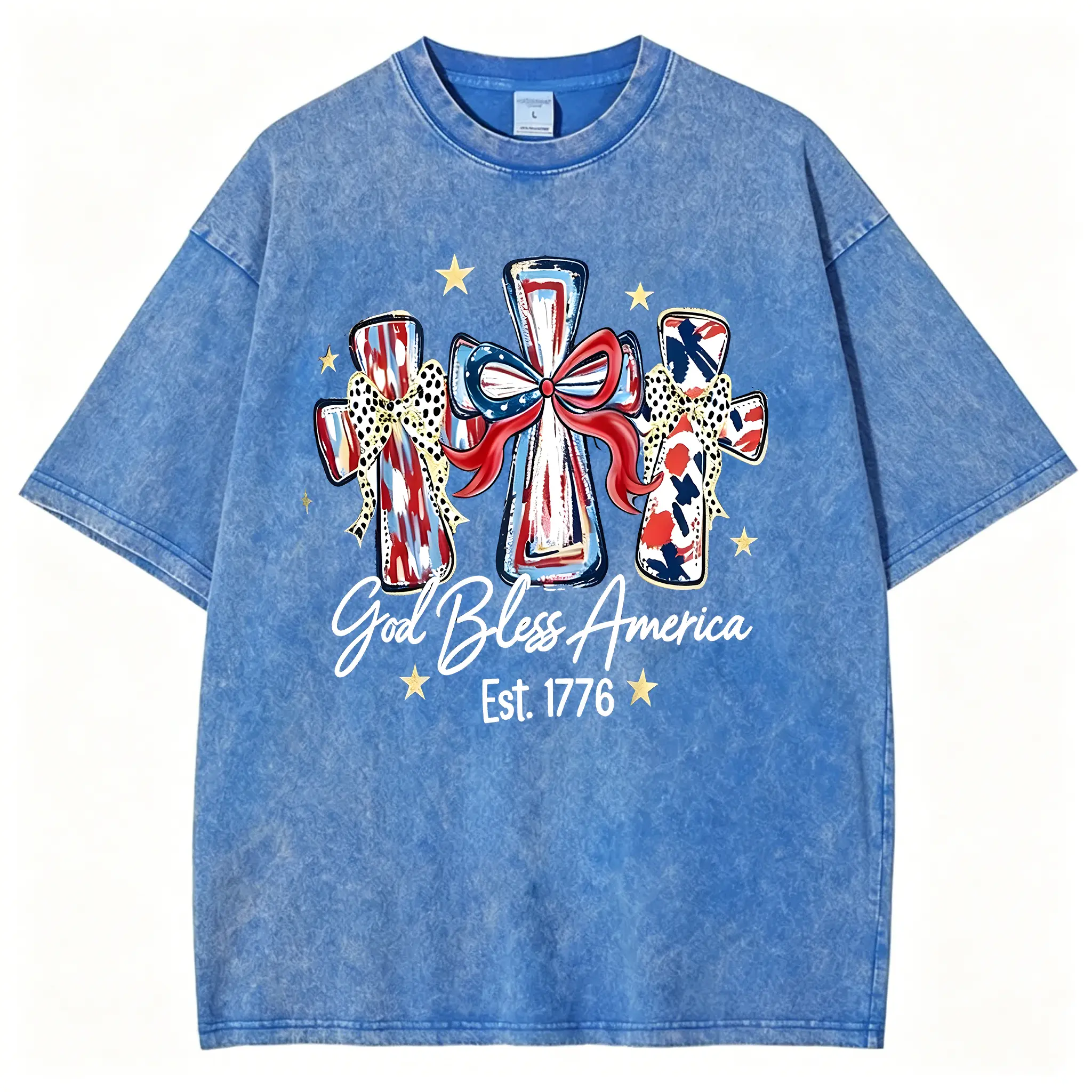 God Bless America Women Washed T-shirt Vintage 250 Years America Anniversary USA 250th Birthday Gift Shirt Memorial Independence Day 4th of July Men Women Cotton Tee Shirt