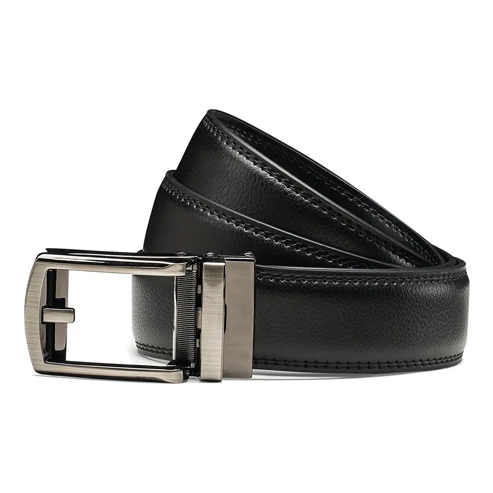 Boys Leather Belt, Adjustable Ratchet Belt for Kids, Black Dress Belt for Boys, Cut-to-Fit Belt for School, Church, Weddings & Casual Wear
