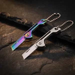 1PC,pocket knife, lockless folding knife, all steel material, Mini Compact and light, suitable for family or outdoor use, Outdoor Survival Edc, holiday gift, two colors to choose from