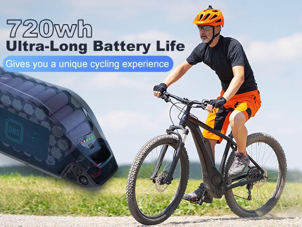 48V 15Ah Ebike Battery, Lithium Ion Battery Pack for 250W 500W 750W 1000W 1200W 1500W Electric Bicycle Motor, High Capacity 48 Volt Battery with 30A BMS and 2A Charger, XT60 Connector