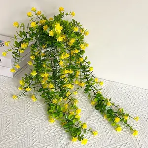 2 Piece Set Wall Hanging Vine Decorative Fake Flowers, Living Room Air Conditioner Wall Decor, Eucalyptus Tea Flower Basket Artificial Plant Vines, Decoration