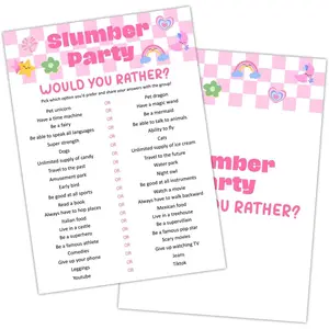 Would You Rather - Pajama Slumber Party  Sleepover Party Supplies For Girls, Sleepover Birthday Party  Favor Decoration and Supplies for Her Girls Teenager Adult, Set of 20  Cards -05