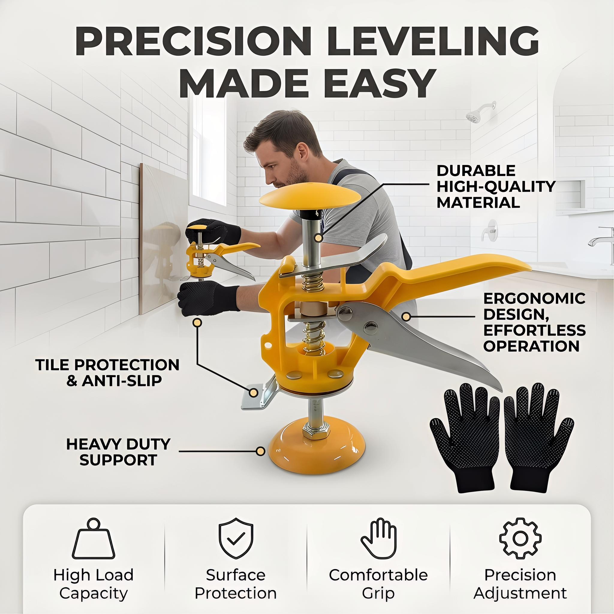 2Pcs Professional Tile Leveling System – Adjustable Height Lifting Tool for Wall & Floor Tiles – Easy Installation for DIY Home Renovation, Bathroom, Kitchen, Patio, Walkway & Floor Leveling