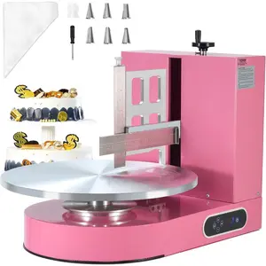 VEVOR Cake Decorating Machine, Cake Cream Spreading Coating Smearing Machine, Low Noise Cake Frosting Machine, Turntable with Adjustable Scraper, for 4 to 12 Cake, 25-320RPM Rotating Speed, PinkVEVOR Super Brand Day