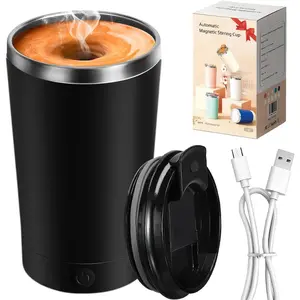 Self Stirring Coffee Mug With Lid Electric High Speed Self Stirring Mug 400ml Rechargeable Detachable Stainless Steel Self Stirring Cup for Coffee, Milk, Cocoa Christmas (Black)