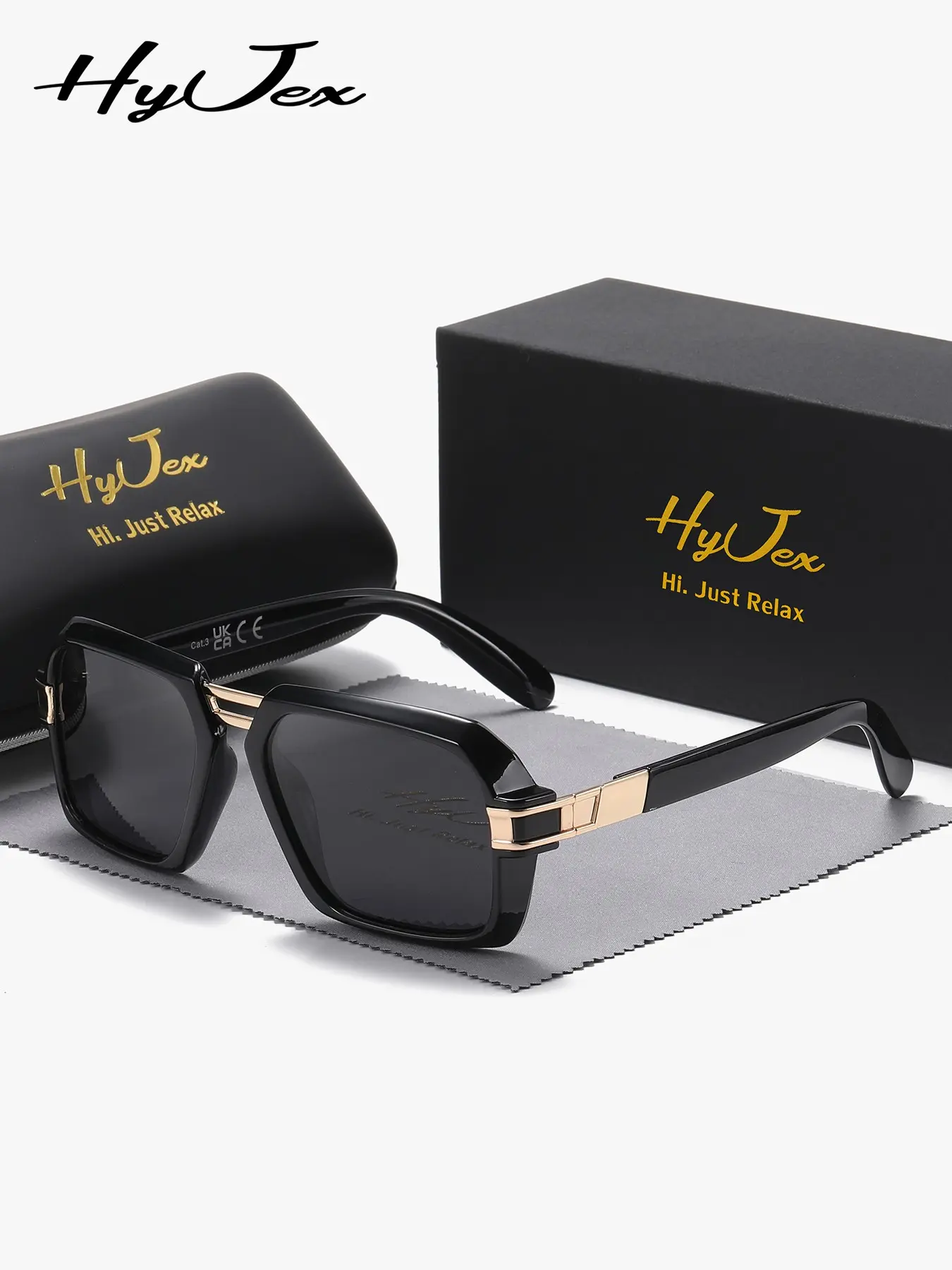 HyJex 1 Pair Unisex Exquisite Elegant Full Frame Sunglasses Simple Design Square Frame Polarized Sun Protective Sunglasses UV400