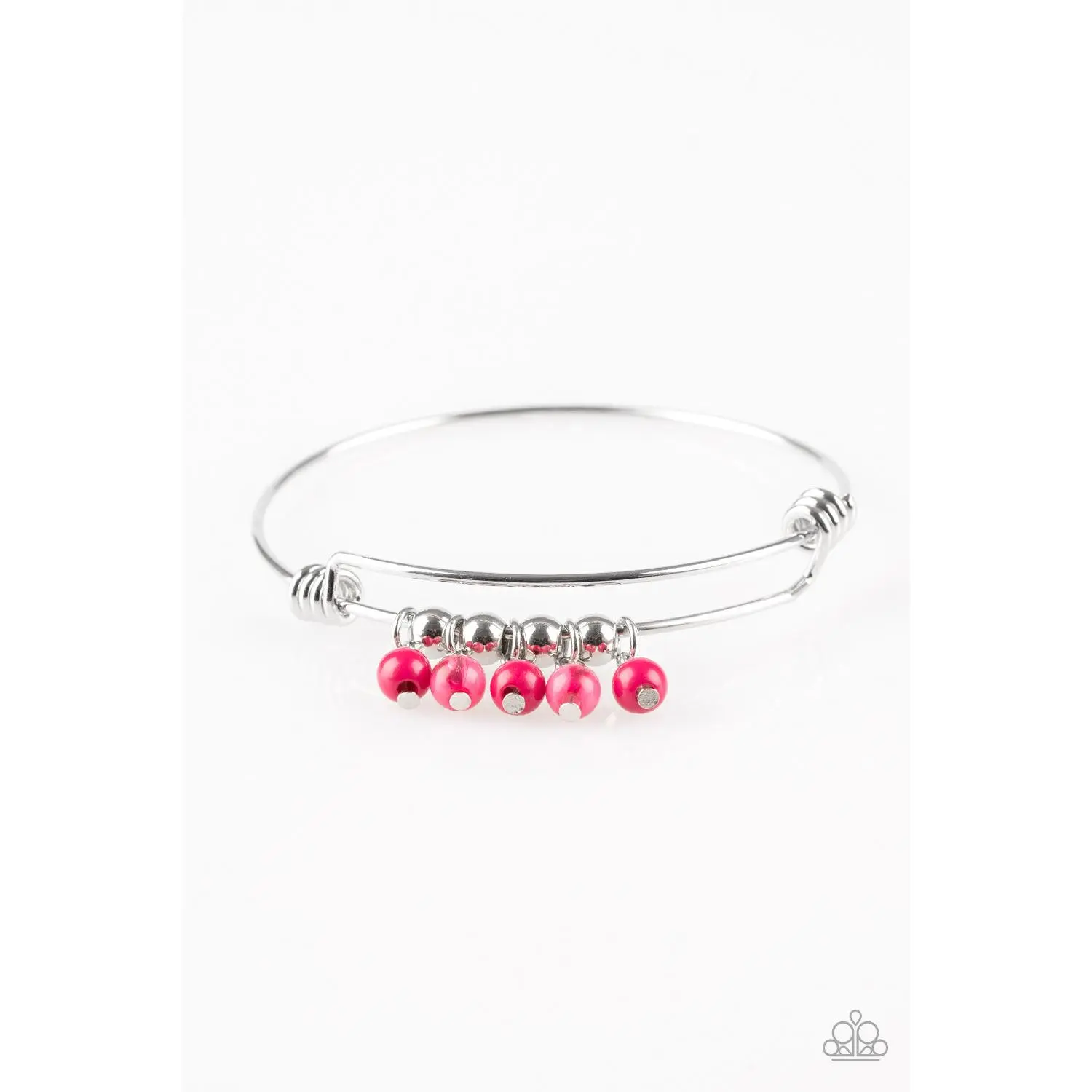 All Roads Lead to ROAM - Paparazzi - Pink Bead Silver Wire Cuff Bracelet