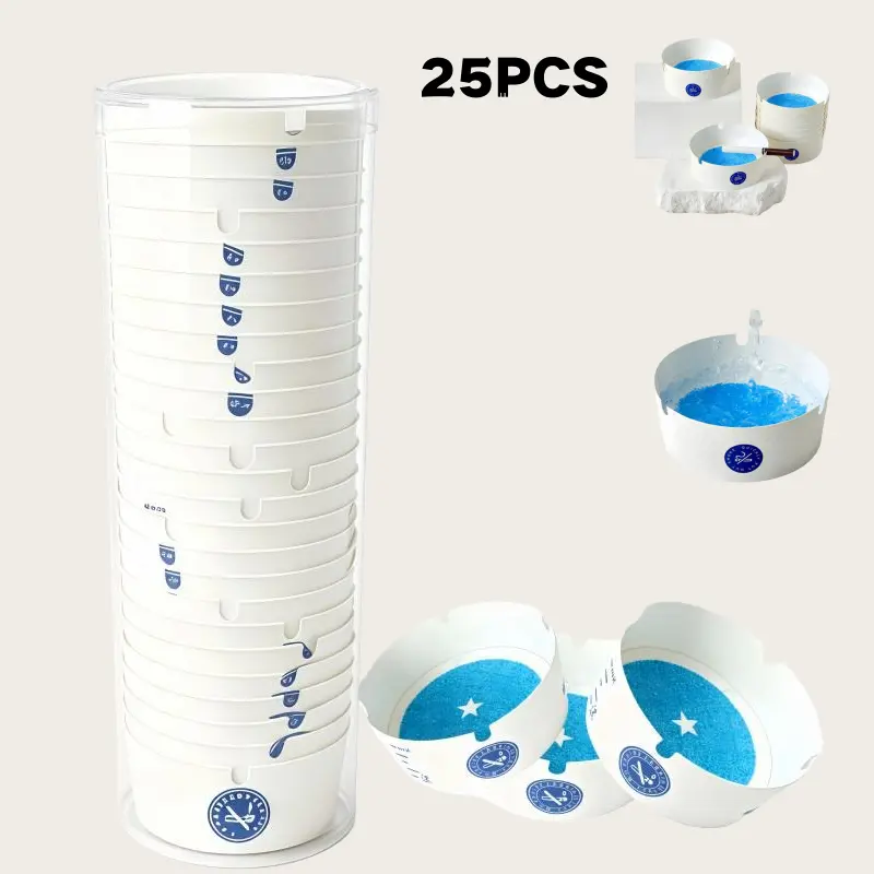 25pcs Disposable Paper Ashtrays (1 Box), Portable Eco-Friendly with Deodorizing Smokeless Gel, Home Supplies for Indoor, Outdoor Camping, Car Cup Holder Use, 【25Pcs】1 Box
