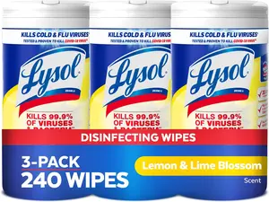 Lysol Disinfectant Wipes, Multi-Surface Antibacterial Cleaning Wipes, For Disinfecting and Cleaning, Lemon and Lime Blossom, 80 Count (Pack of 3) pet home
