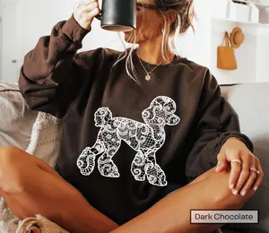 Poodle Sweatshirt, Dog Lace Silhouette Poodle Mom Sweater, Dog Mama Crewneck, Gift For Her