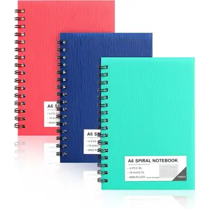 3 count Small Spiral Notebooks 4x6, A6 Cute Mini Journal Plastic Hardcover 8mm Ruled Notebook, 3 Color 234 Sheets/468 Pages, 3 Pack Small Ruled Notebooks for School Work