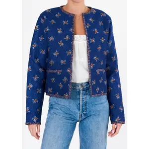 Vivi Print Quilted Jacket- Navy **Final Sale**