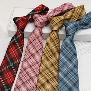 Classic Plaid Tie - Woven Polyester Pre-Tied Necktie for Women - Business Shirt Matching, Basics Style, Easy Wear 4G-