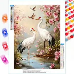 5D Diamond Painting Set | Crane under Peach Blossoms - Suitable for Adults or Beginners, Diamond Embroidery Art, Acrylic Paint, Ideal for Home, Office, and Festive Decorations, Diamond Painting Kits