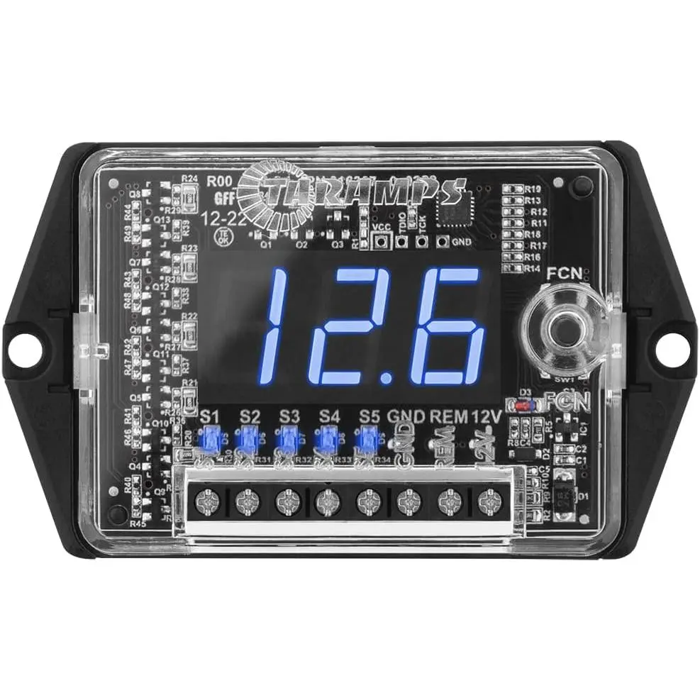 Taramps Automotive Digital Voltmeter and Sequencer VTS 5.1 Blue LED Automotive Car Audio 5 Sequencer Outputs SPL Mode  Protection, Digital Display, Car Audio Monitor, Black