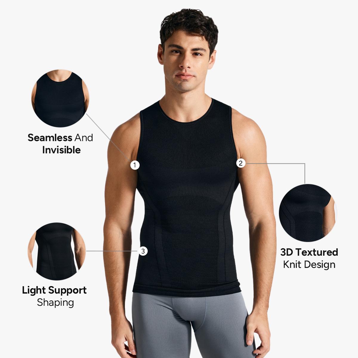 【 Nebility】Men’s Invisible Compression Shapewear Tank Top – Lightweight Seamless Slimming Vest with Tummy Control, Back Support & Chest Shaping, Moisture-Wicking Breathable Stretch Fabric Body Shaper for Daily Wear, Work & Posture Support SpringStatements