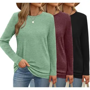 Womens 3 Packs Long Sleeve Crew  Shirts Fall Tops Clothes Outfits 20255 Basic Tee