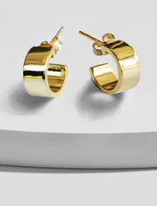 SONIA HOU BOSS Chubby Mini Hoops Huggies - Sterling Silver S925 For Women | Silver Minimalist Chic Jewelry Elegant | Inspirational Birthday Gift