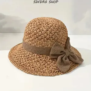 Women’s Handmade Foldable Straw Sun Hat – Elegant Retro Summer Hat for Travel, Beach, Outdoor Sports, Lightweight & Breathable All-Season Accessory