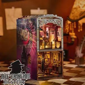 DIY Miniature Book Nook Kit with LED Lights, 3D Wooden Puzzle Dollhouse Book Nook, Ideal for Crafting and Home Decor, Perfect for Adults