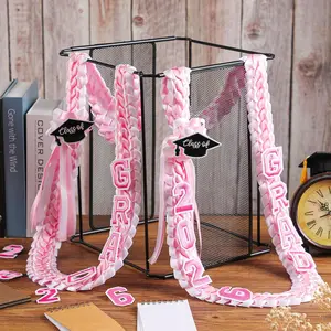 Kindergarten Graduation Leis Class of 2026 Ribbon Necklace for Preschool Pre-K Graduates, Cute Double Braided Money Lei Photo Props Favors for Graduation Ceremony Party Celebration Grad Gifts Teachers Parents Mom Prep for Daughter Son Boys Girls Students