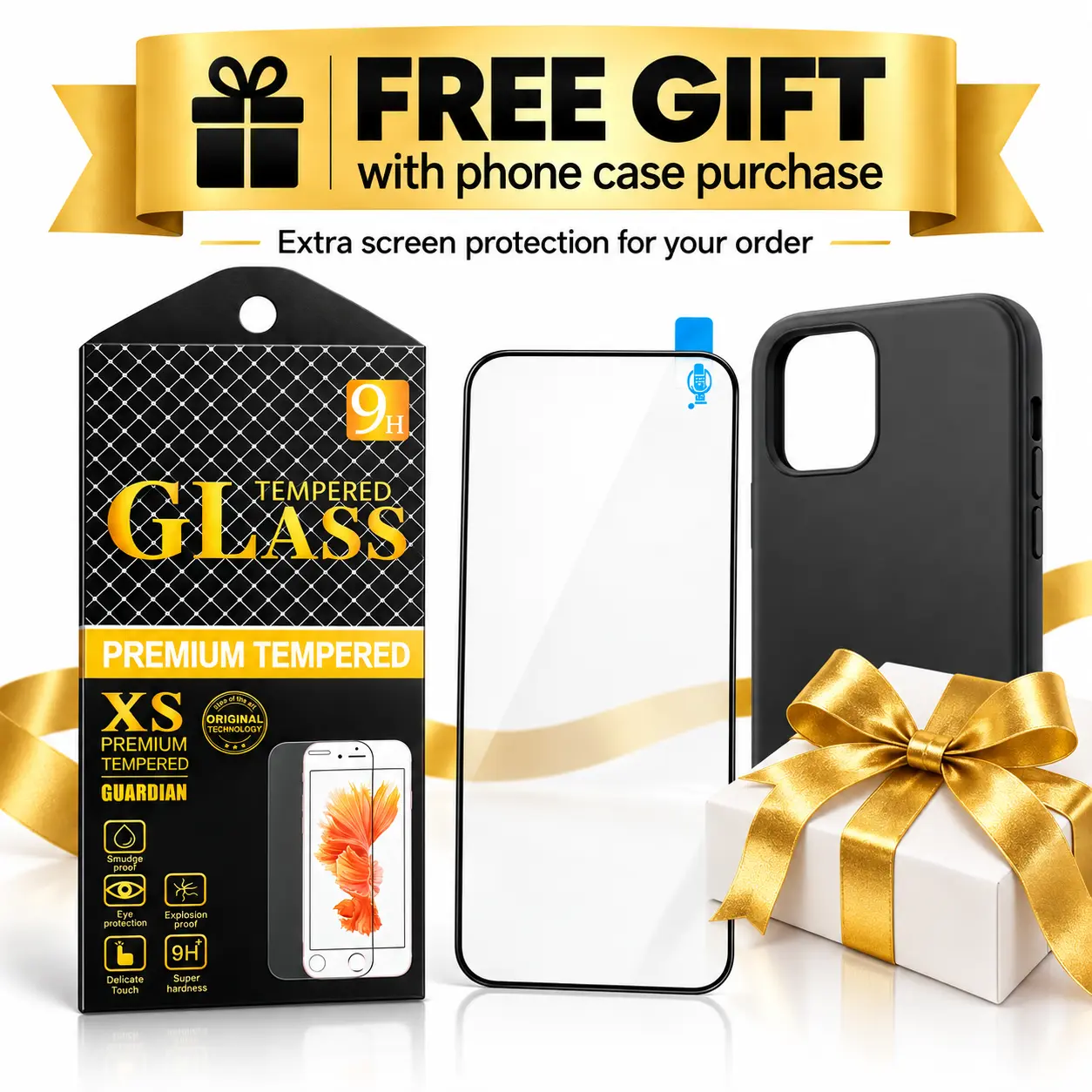 Free Tempered Glass Screen Protector Gift For iPhone 18 17 16 15 14 Pro Max 13 12 11 XR XS Screen Protection Accessory