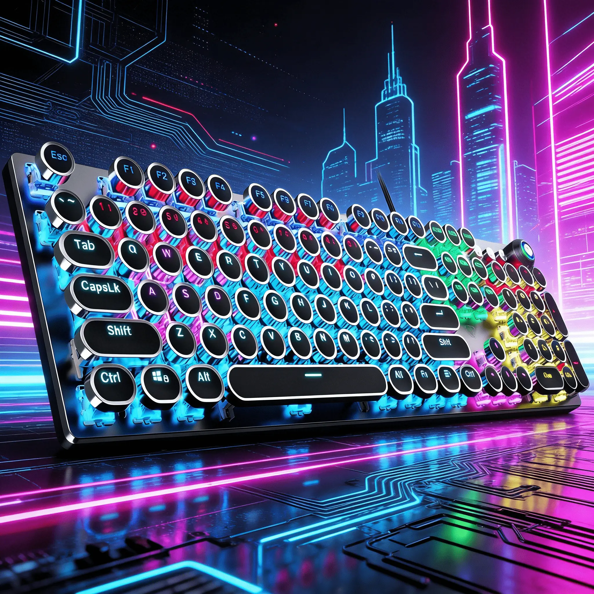 Vintage Punk Style RGB Backlit Mechanical Feel USB Wired Cute Keyboard with Knob, Optional Mouse Set for Gaming, Office Desk Setup
