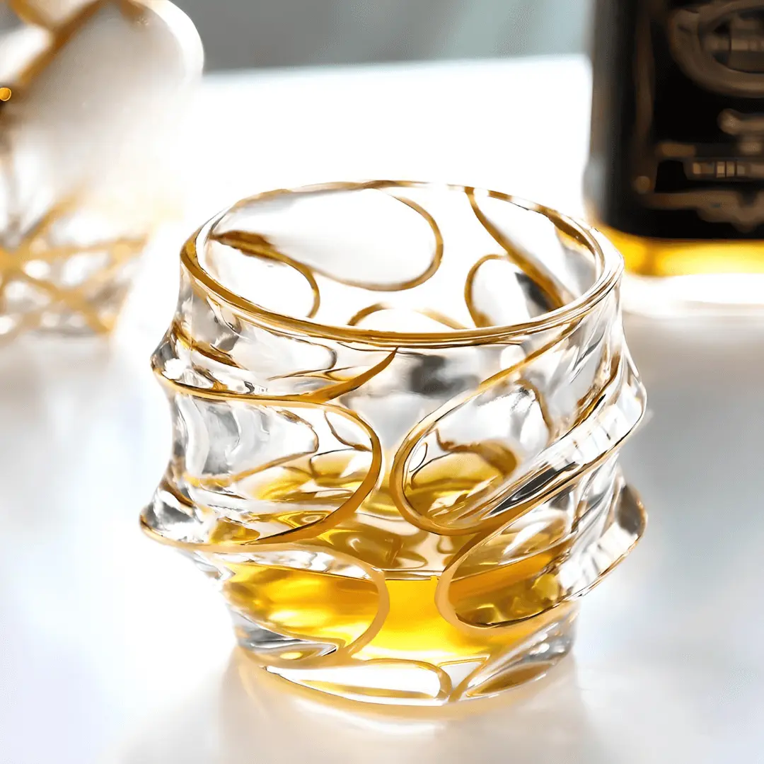 Gold Line Storm Japanese Crystal Whisky Glass