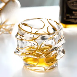 Gold Line Storm Japanese Crystal Whisky Glass
