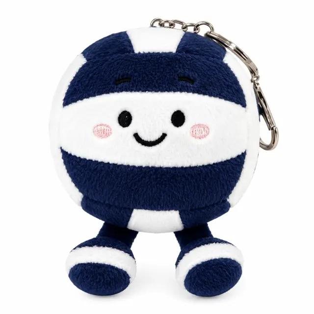 Navy and White Soft Plush Volleyball Keychain