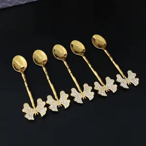 Butterfly Design Coffee Spoon Set, 6 Counts/set Cute Coffee Stirring Spoon, Dessert Spoon, Fruit Spoon, Tableware Set for Home Kitchen