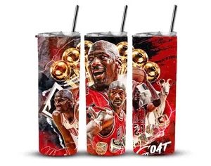 Michael Jordan Football Tumbler 20oz skinny and tampered  Tumbler, full tumbler wrap