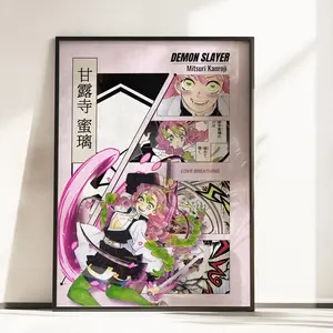 Mitsuri Kanroji Love Hashira Haori Pattern Demon Slayer Anime Poster All Sizes - No Frame