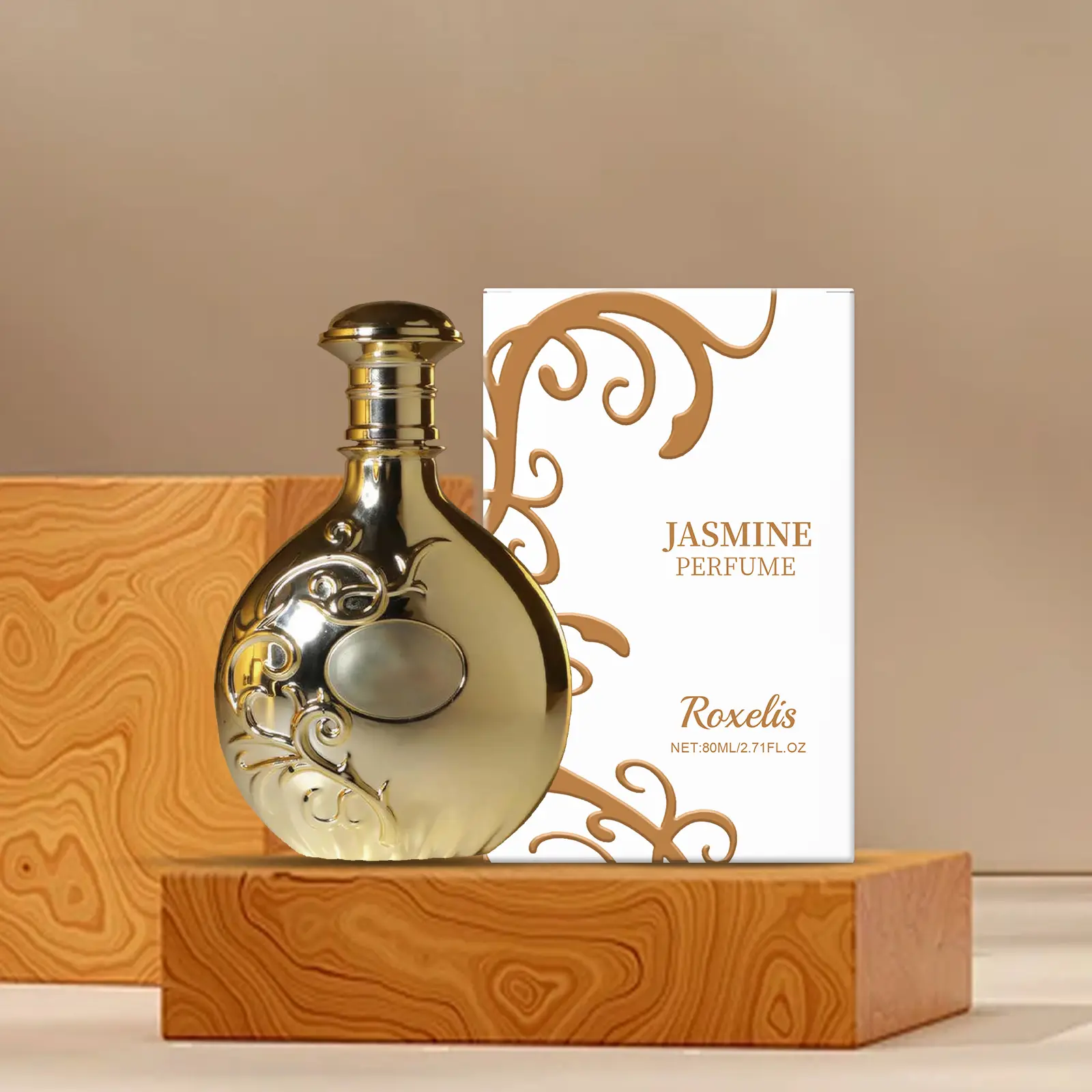 Women's Eau De Toilette (2.7fl.oz/80ml) - Floral Jasmine Perfume, Jasmine-Vanilla Scent with Caramel Amber Notes, Captivating Scent, Elegant Gold Packaging, Single Item