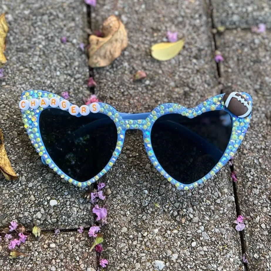 LA Chargers Sunglasses, Chargers Gear, Bedazzled Sunglasses, Chargers Fan Gear, Football Gift Idea, Chargers Fan